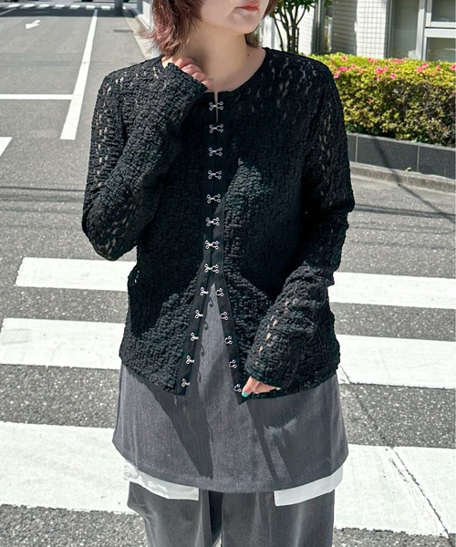 PILIT(ピリット)の「フロントホックレースTOPS(Tシャツ/カットソー・レディース・ブラック/アイボリー・MEDIUM)」の17枚目の写真