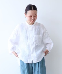 △60/1Linen cocoon sleeves blouse