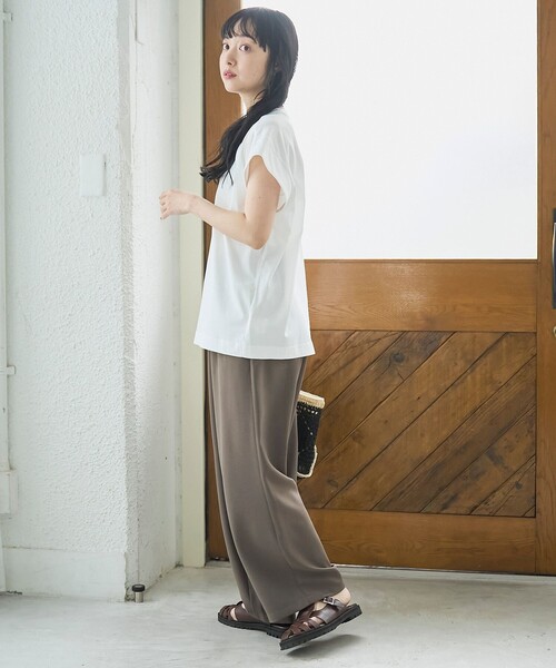 coen(コーエン)の「【Cool Hug Cotton / クールハグコットン】 フレンチスリーブTシャツ(接触冷感)(Tシャツ/カットソー・レディース・モカ/ワインレッド/ブラック/オフホワイト・M/L)」の14枚目の写真