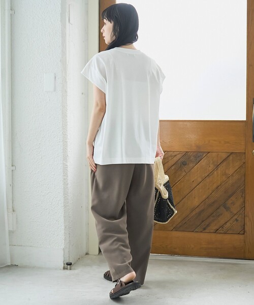 coen(コーエン)の「【Cool Hug Cotton / クールハグコットン】 フレンチスリーブTシャツ(接触冷感)(Tシャツ/カットソー・レディース・モカ/ワインレッド/ブラック/オフホワイト・M/L)」の15枚目の写真