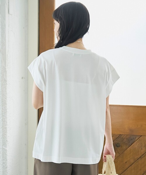 coen(コーエン)の「【Cool Hug Cotton / クールハグコットン】 フレンチスリーブTシャツ(接触冷感)(Tシャツ/カットソー・レディース・モカ/ワインレッド/ブラック/オフホワイト・M/L)」の17枚目の写真