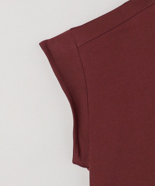coen(コーエン)の「【Cool Hug Cotton / クールハグコットン】 フレンチスリーブTシャツ(接触冷感)(Tシャツ/カットソー・レディース・モカ/ワインレッド/ブラック/オフホワイト・M/L)」の6枚目の写真