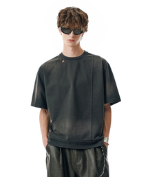 SECONDMONO（セカンドモノローグ）の「Faded Layered Tee [BLACK]_SETS065BLACK（Tシャツ/カットソー）」