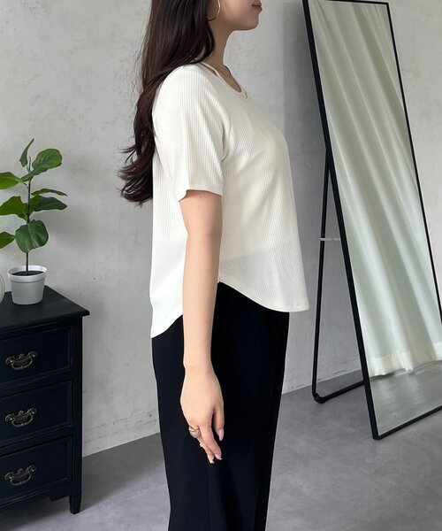 prose verse（プロズヴェール）の「キャミレイヤード半袖リブTシャツ（Tシャツ/カットソー・レディース・ブラック/アイボリー/ブラウン・MEDIUM/LARGE）」の13枚目の写真