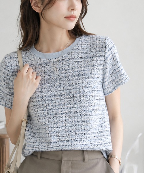 Megil(メギル)の「リンガー使いジャガードカットソー(Tシャツ/カットソー・レディース・アイボリー/ブルー/ブラック・MEDIUM)」の7枚目の写真