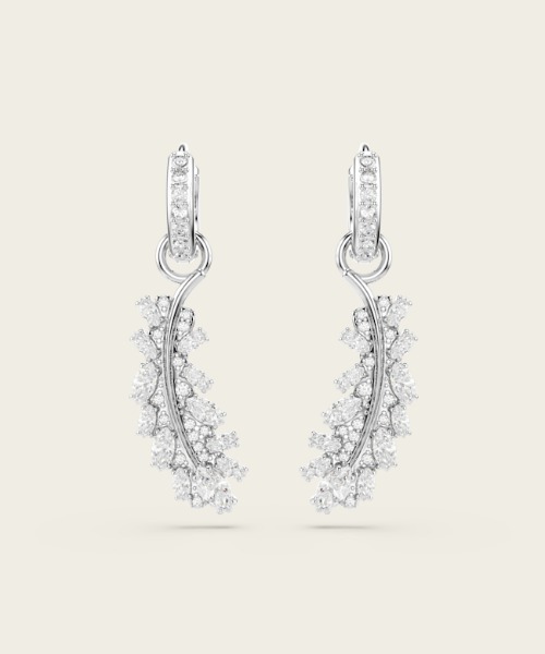 SWAROVSKI（スワロフスキー）の「【公式】【スワロフスキー】Vienna ピアス, ミックスカット, フェザー, ホワイト, ロジウム・プレーティング（ピアス（両耳用）・レディース・シルバー系・ONE SIZE）」の3枚目の写真