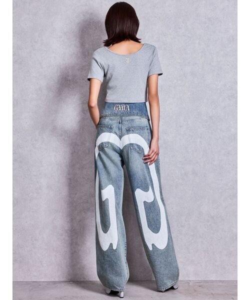 GYDA(ジェイダ)の「BUNNY 2WAYレースアップショートTシャツ(Tシャツ/カットソー・レディース・グレー/ブラック/オフホワイト・FREE)」の9枚目の写真