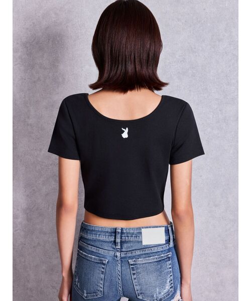 GYDA(ジェイダ)の「BUNNY 2WAYレースアップショートTシャツ(Tシャツ/カットソー・レディース・グレー/ブラック/オフホワイト・FREE)」の11枚目の写真