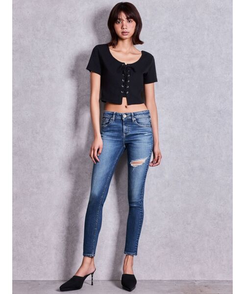 GYDA(ジェイダ)の「BUNNY 2WAYレースアップショートTシャツ(Tシャツ/カットソー・レディース・グレー/ブラック/オフホワイト・FREE)」の12枚目の写真