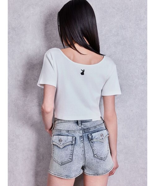 GYDA(ジェイダ)の「BUNNY 2WAYレースアップショートTシャツ(Tシャツ/カットソー・レディース・グレー/ブラック/オフホワイト・FREE)」の17枚目の写真
