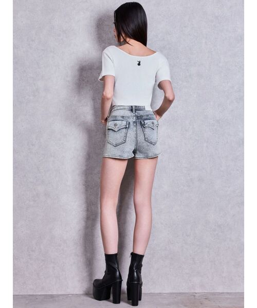 GYDA(ジェイダ)の「BUNNY 2WAYレースアップショートTシャツ(Tシャツ/カットソー・レディース・グレー/ブラック/オフホワイト・FREE)」の19枚目の写真
