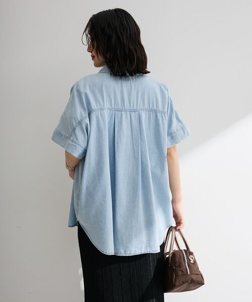 Green Parks(グリーンパークス)の「シアーデニム2WAYビックドルマンシャツ(シャツ/ブラウス・レディース・インディゴブルー/ブラック/ライトインディゴブルー・FREE)」の17枚目の写真