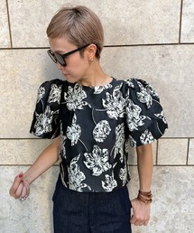 フラワーモチーフドットチュールペプラムトップス（その他トップス