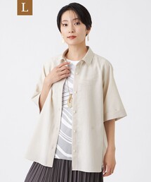 【L】【EDITION掲載】【接触冷感・マシンウォッシャブル】リネンライクターンスリーブシャツ