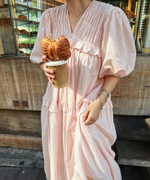 フリルワンピース ピンク パフスリーブ ワンピース パフスリーブ ワンピース レディース 韓国 大人可愛い 夏ワンピ ピンク シンプル 半袖 おしゃれ かわいい リゾート 小柄 二次会 入学式 bi103zezet2 ドレス・ファッション エブリ