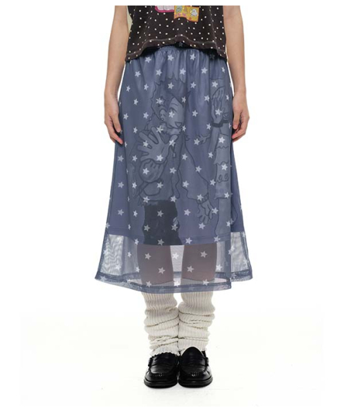 セール】YB x Oliwa Star Print Mesh Graphic Skirt（スカート