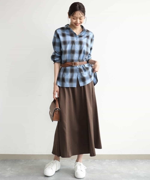 MK MICHEL KLEIN（エムケーミッシェルクラン）の「[洗える]オンブレチェック柄シャツブラウス（シャツ/ブラウス・レディース・ブラウン/ブルー/ネイビー・38）」の17枚目の写真