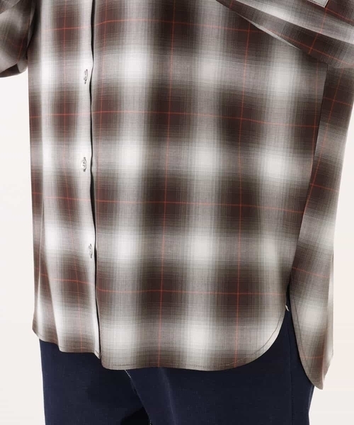MK MICHEL KLEIN（エムケーミッシェルクラン）の「[洗える]オンブレチェック柄シャツブラウス（シャツ/ブラウス・レディース・ブラウン/ブルー/ネイビー・38）」の9枚目の写真