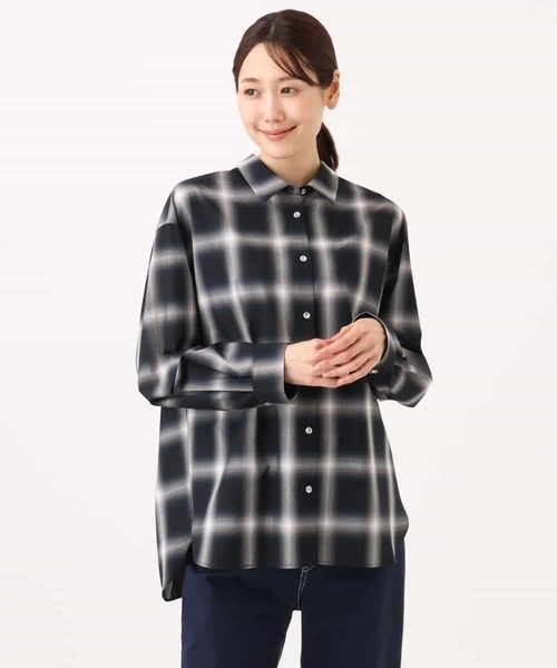 MK MICHEL KLEIN（エムケーミッシェルクラン）の「[洗える]オンブレチェック柄シャツブラウス（シャツ/ブラウス・レディース・ブラウン/ブルー/ネイビー・38）」の11枚目の写真