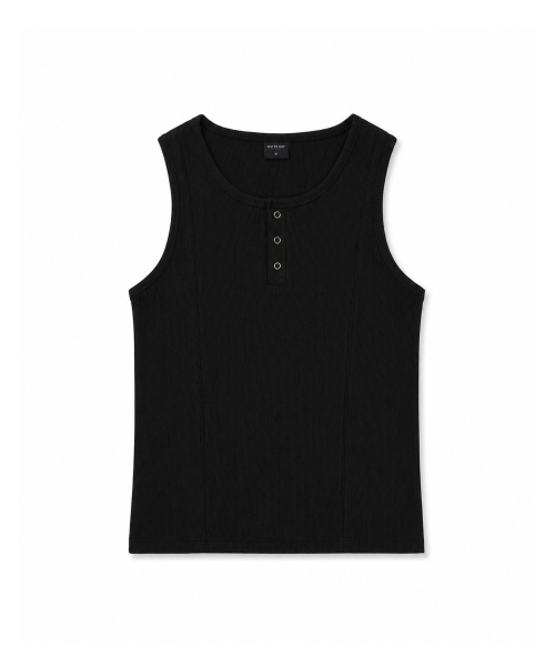 EASY NO EASY(イージーノーイージー)の「リブド切り替えヘンリーネックスリーブレス - ブラック(Tシャツ/カットソー・レディース・その他・FREE)」の6枚目の写真