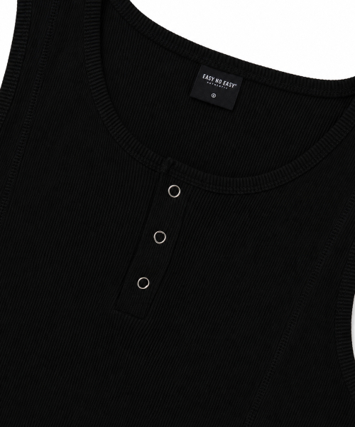EASY NO EASY(イージーノーイージー)の「リブド切り替えヘンリーネックスリーブレス - ブラック(Tシャツ/カットソー・レディース・その他・FREE)」の4枚目の写真
