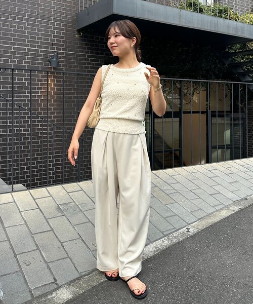 CAPRICIEUX LE'MAGE(カプリシューレマージュ)の「シルバードットスラブタンク(Tシャツ/カットソー・レディース・アイボリー/チャコールグレー・FREE)」の8枚目の写真