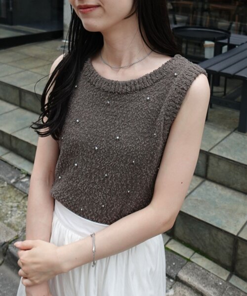 CAPRICIEUX LE'MAGE(カプリシューレマージュ)の「シルバードットスラブタンク(Tシャツ/カットソー・レディース・アイボリー/チャコールグレー・FREE)」の14枚目の写真