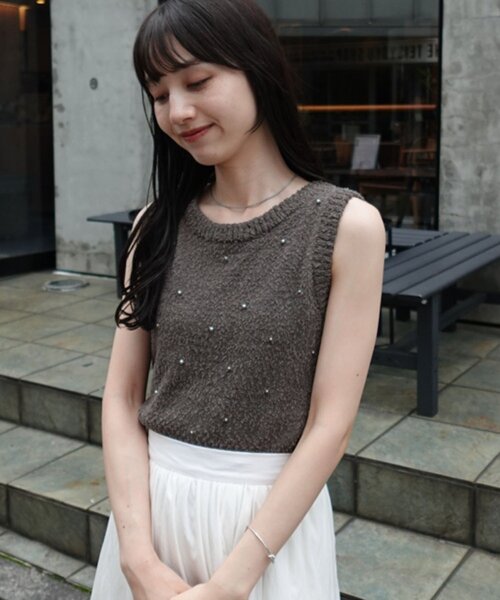 CAPRICIEUX LE'MAGE(カプリシューレマージュ)の「シルバードットスラブタンク(Tシャツ/カットソー・レディース・アイボリー/チャコールグレー・FREE)」の15枚目の写真