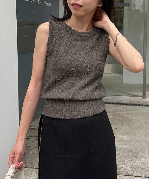 CAPRICIEUX LE'MAGE(カプリシューレマージュ)の「シルバードットスラブタンク(Tシャツ/カットソー・レディース・アイボリー/チャコールグレー・FREE)」の18枚目の写真