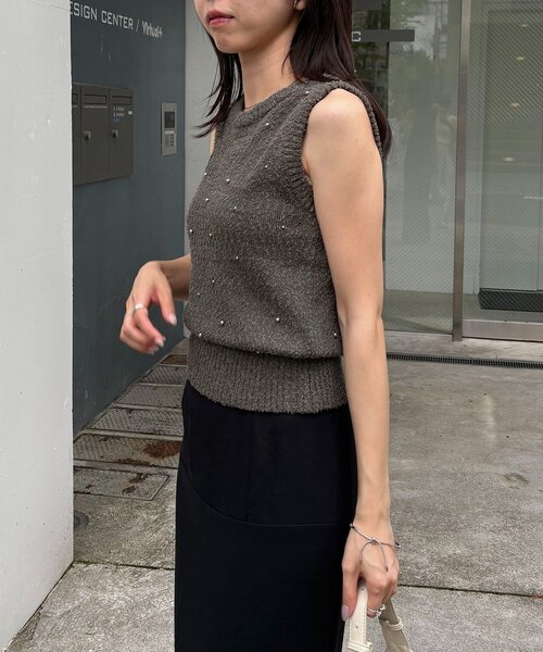 CAPRICIEUX LE'MAGE(カプリシューレマージュ)の「シルバードットスラブタンク(Tシャツ/カットソー・レディース・アイボリー/チャコールグレー・FREE)」の20枚目の写真