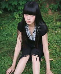 MIRECO（ミレコ）の「LAYERED COLLAR T MINT BLACK（Tシャツ/カットソー）」