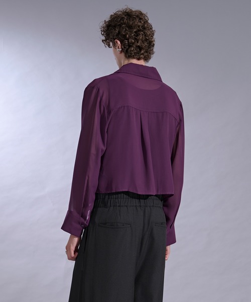 Ellno Loset（エルノロゼット）の「ポケットデザインシアーシャツ（シャツ/ブラウス・メンズ・パープル/ブラック・SMALL/LARGE/MEDIUM）」の19枚目の写真