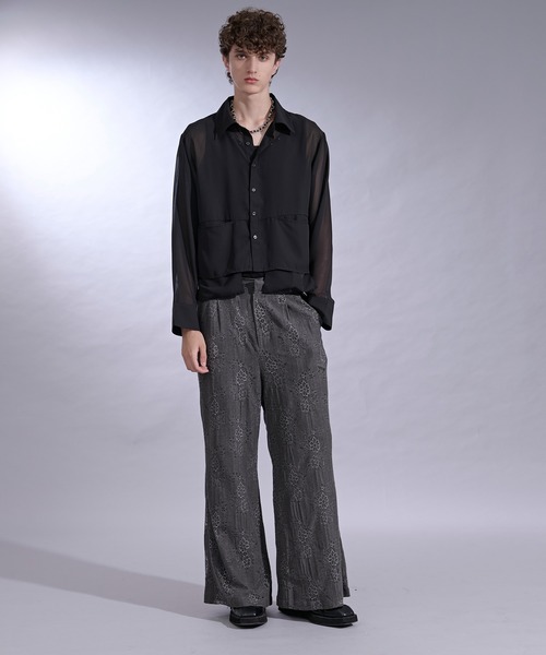 Ellno Loset（エルノロゼット）の「ポケットデザインシアーシャツ（シャツ/ブラウス・メンズ・パープル/ブラック・SMALL/LARGE/MEDIUM）」の7枚目の写真