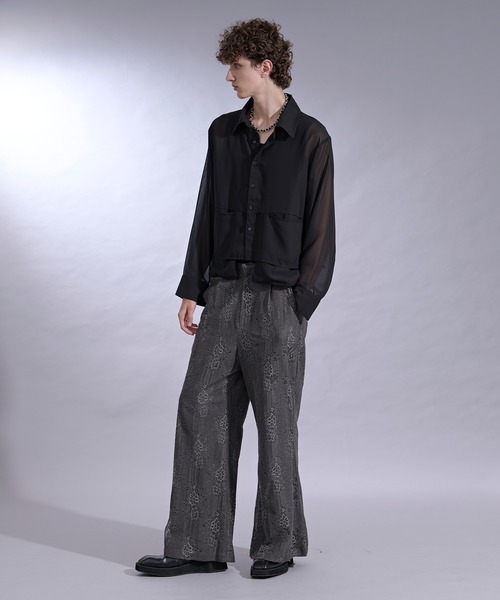 Ellno Loset（エルノロゼット）の「ポケットデザインシアーシャツ（シャツ/ブラウス・メンズ・パープル/ブラック・SMALL/LARGE/MEDIUM）」の8枚目の写真