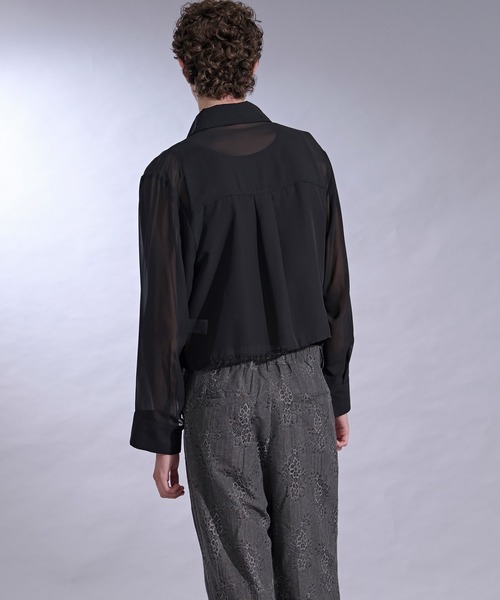 Ellno Loset（エルノロゼット）の「ポケットデザインシアーシャツ（シャツ/ブラウス・メンズ・パープル/ブラック・SMALL/LARGE/MEDIUM）」の6枚目の写真