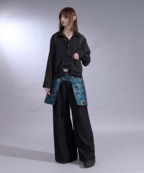 Ellno Loset（エルノロゼット）の「ポケットデザインシアーシャツ（シャツ/ブラウス・メンズ・パープル/ブラック・SMALL/LARGE/MEDIUM）」の15枚目の写真