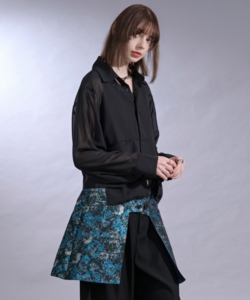 Ellno Loset（エルノロゼット）の「ポケットデザインシアーシャツ（シャツ/ブラウス・メンズ・パープル/ブラック・SMALL/LARGE/MEDIUM）」の13枚目の写真