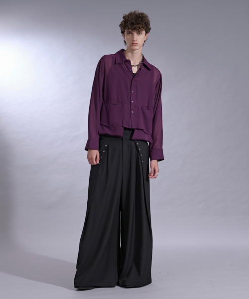 Ellno Loset（エルノロゼット）の「ポケットデザインシアーシャツ（シャツ/ブラウス・メンズ・パープル/ブラック・SMALL/LARGE/MEDIUM）」の22枚目の写真