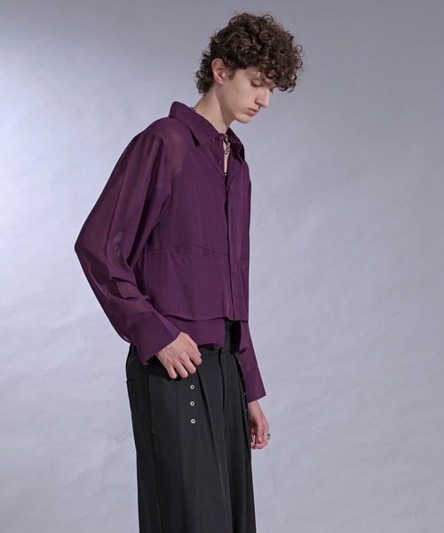 Ellno Loset（エルノロゼット）の「ポケットデザインシアーシャツ（シャツ/ブラウス・メンズ・パープル/ブラック・SMALL/LARGE/MEDIUM）」の18枚目の写真