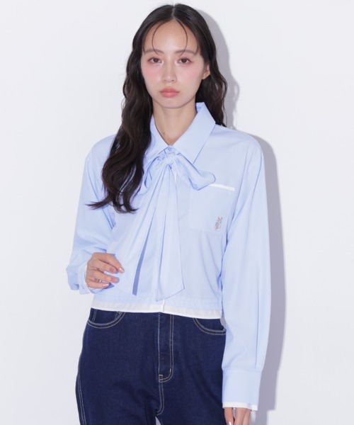 JILL by JILL STUART(ジルバイジルスチュアート)の「<BEARシリーズ>クロップドシャツ(シャツ/ブラウス・レディース・ブルー系その他/ブラック系その他/ブルー・FREE)」の4枚目の写真
