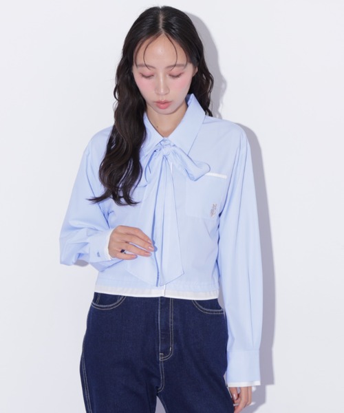 JILL by JILL STUART(ジルバイジルスチュアート)の「<BEARシリーズ>クロップドシャツ(シャツ/ブラウス・レディース・ブルー系その他/ブラック系その他/ブルー・FREE)」の7枚目の写真