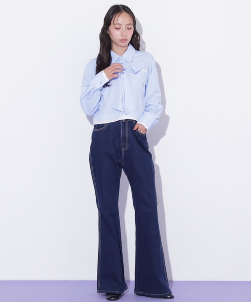 JILL by JILL STUART(ジルバイジルスチュアート)の「<BEARシリーズ>クロップドシャツ(シャツ/ブラウス・レディース・ブルー系その他/ブラック系その他/ブルー・FREE)」の8枚目の写真