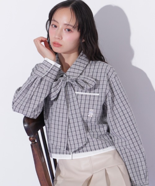 JILL by JILL STUART(ジルバイジルスチュアート)の「<BEARシリーズ>クロップドシャツ(シャツ/ブラウス・レディース・ブルー系その他/ブラック系その他/ブルー・FREE)」の13枚目の写真