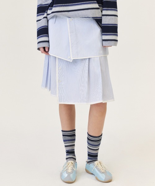 GRVRGROVE(グローブ)の「SENA LAYERED SKIRT(スカート・レディース・ライトブルー/ブラウン・MEDIUM/SMALL)」の2枚目の写真