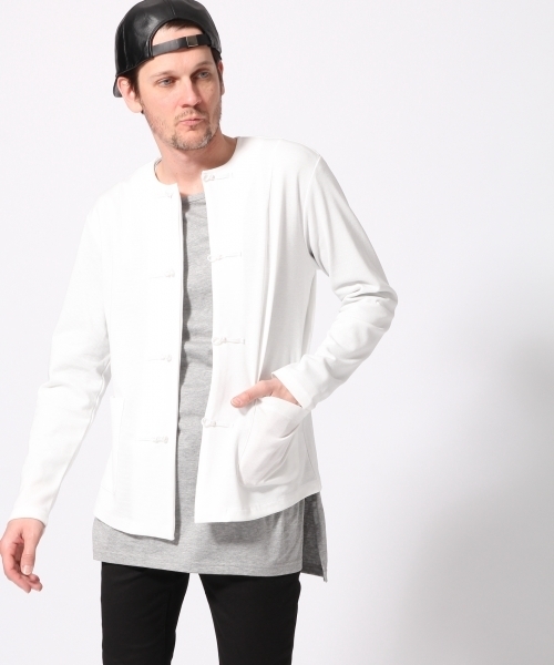 HARE(ハレ)の「カンフーポンチカーディガン(HARE)(カーディガン/ボレロ・メンズ・ブラック/オフホワイト/ブルー・SMALL/MEDIUM)」の1枚目の写真