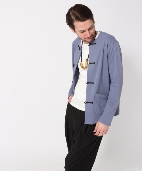 HARE(ハレ)の「カンフーポンチカーディガン(HARE)(カーディガン/ボレロ・メンズ・ブラック/オフホワイト/ブルー・SMALL/MEDIUM)」の3枚目の写真