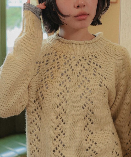 miette(ミエット)の「アイレット編みニットプルオーバー(ニット/セーター・レディース・アイボリー/ベージュ/レッド・FREE)」の14枚目の写真
