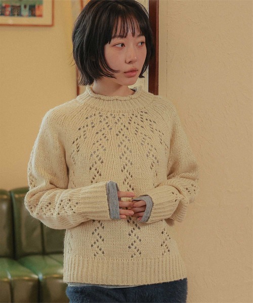miette(ミエット)の「アイレット編みニットプルオーバー(ニット/セーター・レディース・アイボリー/ベージュ/レッド・FREE)」の15枚目の写真