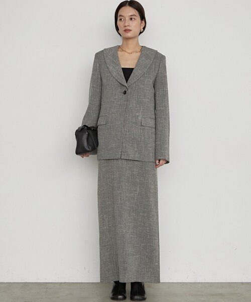 LOUNGEDRESS(ラウンジドレス)の「《セットアップ可/オケージョン》【Atelier N5/アトリエヌメロサンク】ツイードV ワンピース 秋服(ワンピース・レディース・ブラック・FREE)」の7枚目の写真
