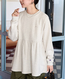 限定展開 Champion × FREAK'S STORE/チャンピオン 別注 切り替え チュニック スウェット プルオーバー